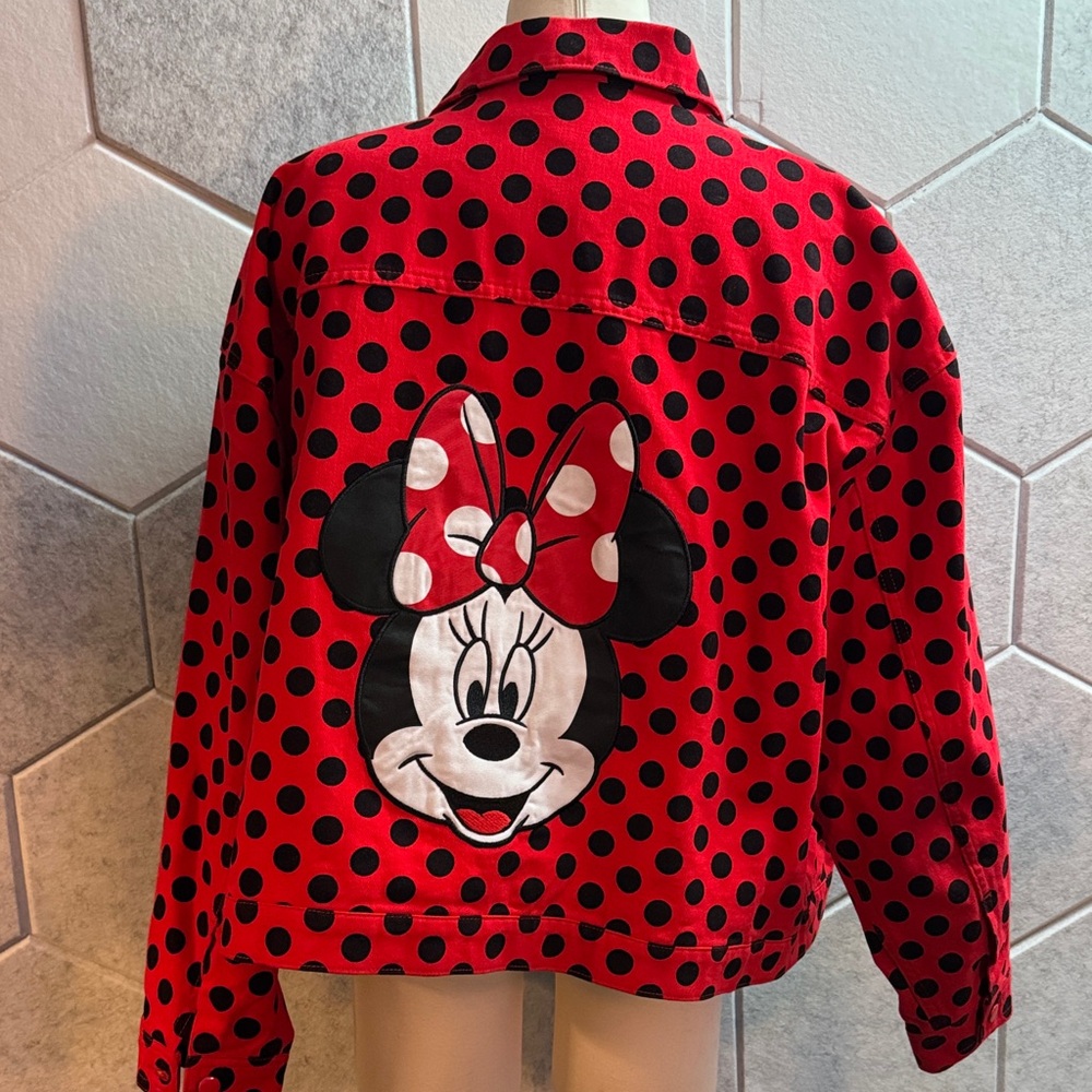 Disney Red and Black Polka Dot Jean Jacket